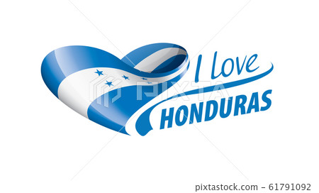 National flag of the Honduras in the shape of a heart and the inscription I love Honduras. Vector illustration National flag of the Honduras in the shape of a heart and the inscription I love Honduras. Vector illustration 61791092