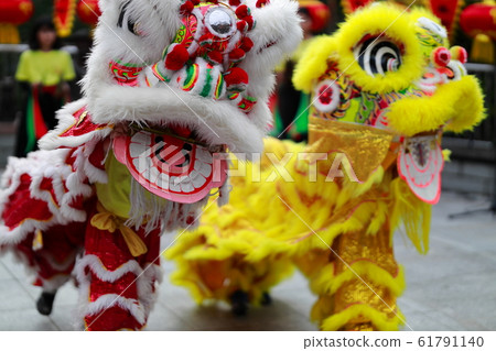 Lion dance in Chinatown Lion dance Lion Lion dance in Chinatown Lion dance Lion 61791140