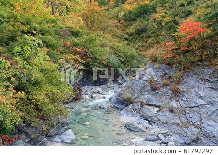 Mountain stream near Kawaharamo Oyu waterfall Mountain stream near Kawaharamo Oyu waterfall 61792297