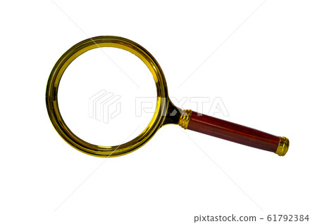 Cutout material for magnifying glass on white background 61792384