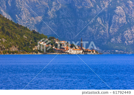 Village Perast on coast of Boka Kotor bay - 61792449