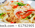 Spicy seafood salad with instant noodle. Thai food 61792905