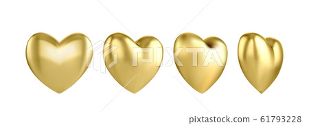 Gold glossy 3D three-dimensional heart balloon isolated on a white background Gold glossy 3D three-dimensional heart balloon isolated on a white background 61793228