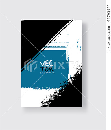 Black blue ink brush stroke on white background. Black blue ink brush stroke on white background. 61793961