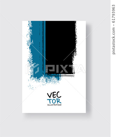 Black blue ink brush stroke on white background. Black blue ink brush stroke on white background. 61793963
