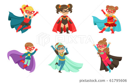 Kid Superheroes Collection, Cute Little Boys and Girls Wearing Colorful Comics Costumes, Birthday Party, Festival Design Element Vector Illustration Kid Superheroes Collection, Cute Little Boys and Girls Wearing Colorful Comics Costumes, Birthday Party, Festival Design Element Vector Illustration 61795606