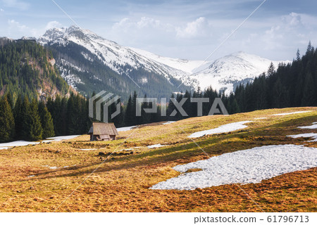 Old wooden hut in spring High Tatras Old wooden hut in spring High Tatras 61796713