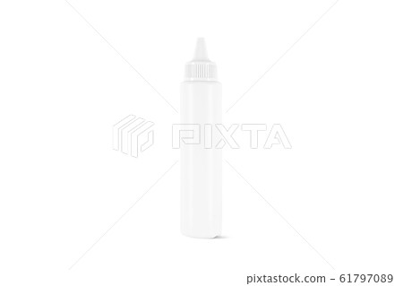 Blank white plastic tall bottle mock up, front view 61797089