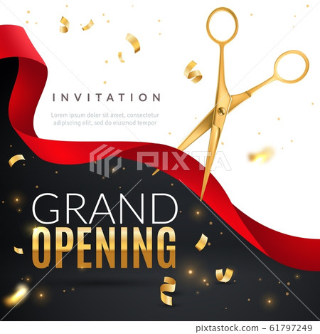 Ceremony Ribbons. 3D Scissors, Grand Opening, Vectors