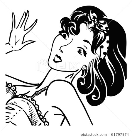 Vintage pin up surprised woman portrait Vintage pin up surprised woman portrait 61797574