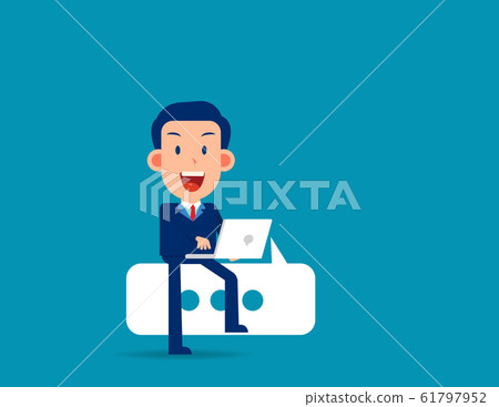 Conversation concept. Business with laptop and Conversation concept. Business with laptop and 61797952