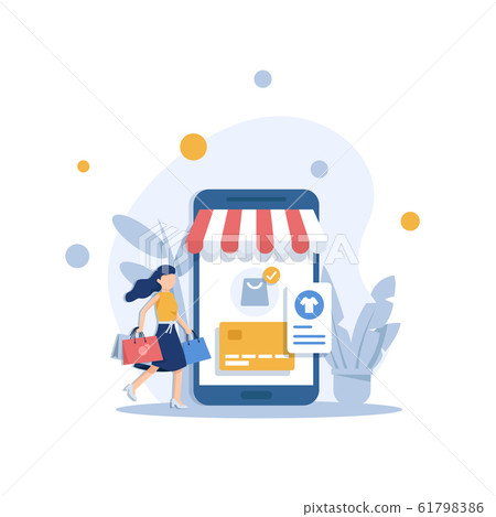Modern flat design concept of online shopping... - Stock Illustration ...