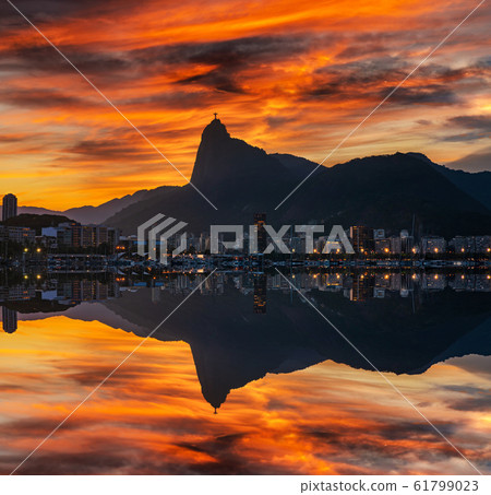 Beautiful panorama of Rio de Janeiro at twilight, Brazil. Corcovado 61799023