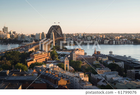 Aerial view of Sydney with Harbour Bridge, Aerial view of Sydney with Harbour Bridge, 61799076