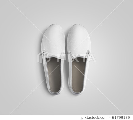 Blank white slip-on shoes pair design mockup, top view, Blank white slip-on shoes pair design mockup, top view, 61799189