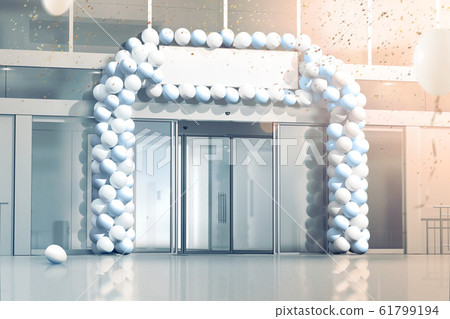 New business grand opening mockup, celebration at the office entrance, New business grand opening mockup, celebration at the office entrance, 61799194