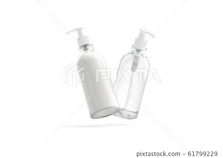 Blank glass bottle with cream and water mockup, no gravity 61799229