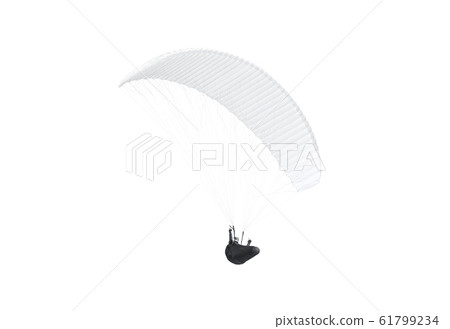 Blank white paraglider with person in harness mockup, bottom view Blank white paraglider with person in harness mockup, bottom view 61799234