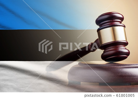 Lawyers wooden gavel over the flag of Estonia Lawyers wooden gavel over the flag of Estonia 61801005