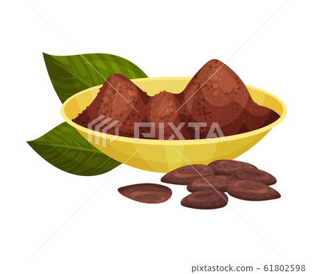 Powder of Cocoa Beans Poured in Bowl Vector Illustration 61802598