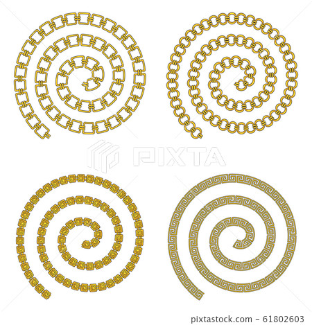 Spiral of golden precious chain. Luxury jewelry. 61802603