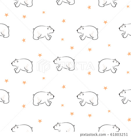 Bear cute hand drawn vector seamless pattern.... - Stock Illustration ...
