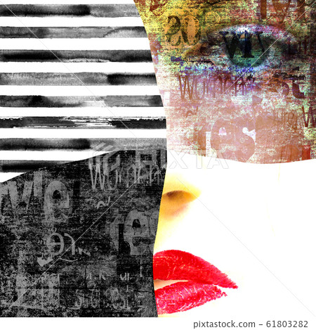Mixed media. Contemporary art fashion woman Mixed media. Contemporary art fashion woman 61803282