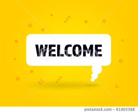 Welcome speech bubble banner pop art memphis style 61803398