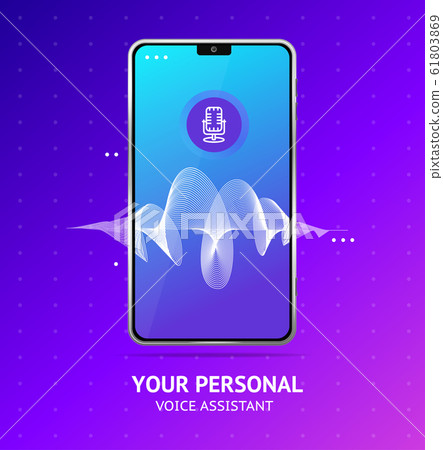 Voice Assistant which Realistic Detailed 3d Mobile Phone. Vector 61803869