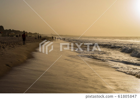 Beautiful long sandy beach in The Gambia, Beautiful long sandy beach in The Gambia, 61805847