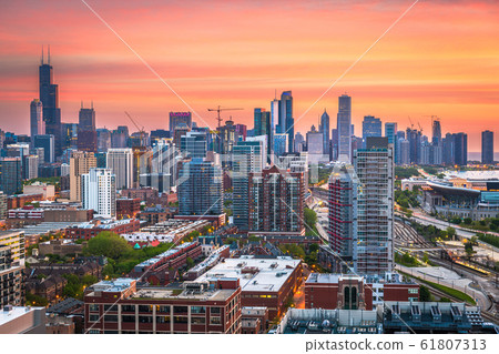 Chicago, Illinois, USA Downtown City Skyline 61807313