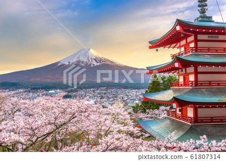Fujiyoshida, Japan with Mt. Fuji and Chureito 61807314