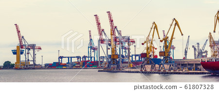 Cranes in the port 61807328