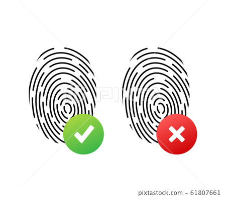 Fingerprint simple round icon, accepted and 61807661