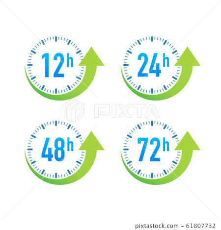 12, 24, 48, 72 hours clock arrow. Work time effect 61807732