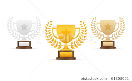 Gold, Silver and Bronze Trophy Cup Flat Icon with Gold, Silver and Bronze Trophy Cup Flat Icon with 61808031