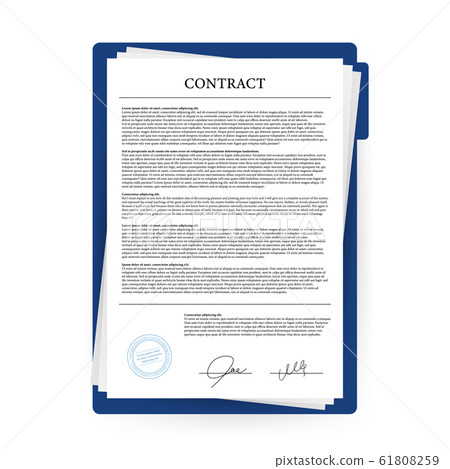 Contract agreement paper blank with seal. Vector 61808259