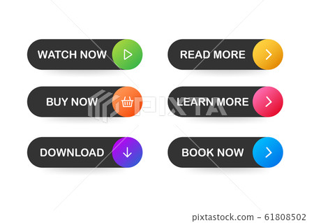 Set of vector modern trendy flat buttons. - Stock Illustration ...