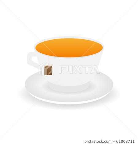 Cup of tea. Isolated on blue background with long Cup of tea. Isolated on blue background with long 61808711