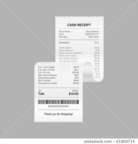 Receipts vector illustration of realistic payment Receipts vector illustration of realistic payment 61808714