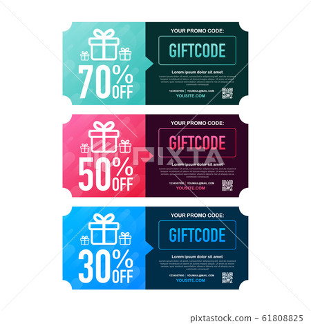 Gift card. Promo code. Vector Gift Voucher with Gift card. Promo code. Vector Gift Voucher with 61808825