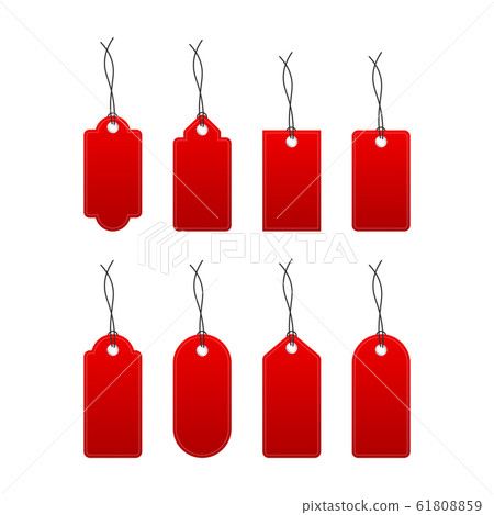 Set of various blank white paper tags, labels, Set of various blank white paper tags, labels, 61808859