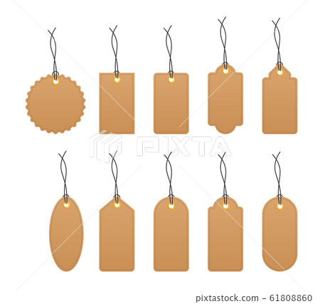 Set of various blank white paper tags, labels, 61808860
