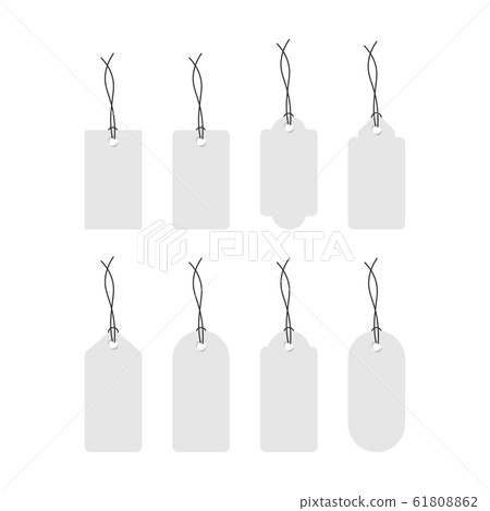 Set of various blank white paper tags, labels, 61808862