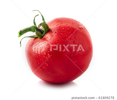 Tomatoes isolated on white. Tomato with drops. Tomatoes isolated on white. Tomato with drops. 61809278