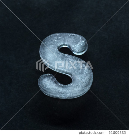 Alphabet's letters made out of ice isolated on dark studio background 61809883