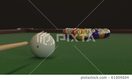 3d render Starting shot of a billiard game 61809884