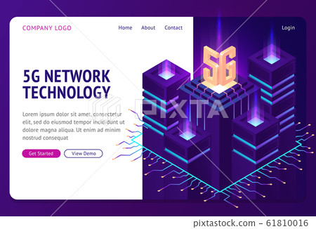 5g network technology isometric landing page. 5g network technology isometric landing page. 61810016