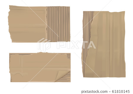Torn cardboard paper. Brown ragged ripped sheets 61810145