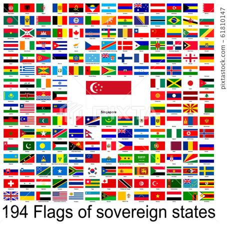 Singapore, collection of vector images of flags of the world. Vector graphics. 61810147